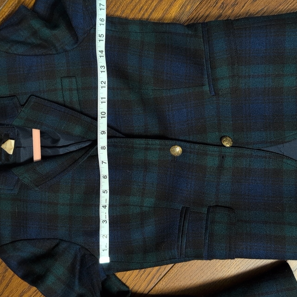 J. Crew Vintage Schoolboy Blackwatch Plaid Tartan 100% Wool Blazer Jacket - Picture 8 of 10